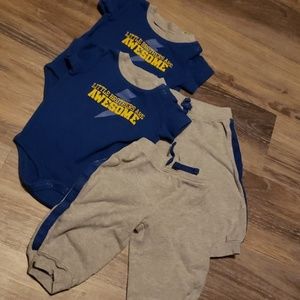 Twin "Awesome" onesie and sweat pants sets